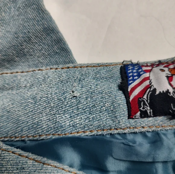 USA Bikers Dream Apparel Leather Blue Studded Pockets Boot Cut Pants Women's 14